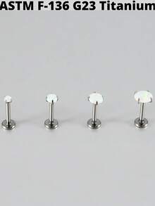 1PC Prong Zirconia G23 Titanium Cartilage Earrings Stud Opal Threadless Helix Ear Tragus Piercing Body Jewelry - Titanium Color - View 5