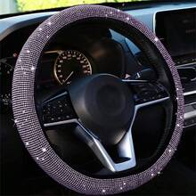 1pc Sparkling Pink Rhinestone Steering Wheel Cover With Crystal Diamonds, Breathable Anti-Slip Steering Wheel Protector (Fits 14.2" - 15.3" Inch), Multiple Colors Available: White Diamond, Black Diamond, Blue Diamond, Red Diamond,Car Accessories - Pink - View 18