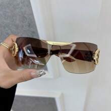 1 pieza Gafas de moda sin montura clásicas, estilo cuadrado retro casual para hombres y mujeres, con forma envolvente personalizada