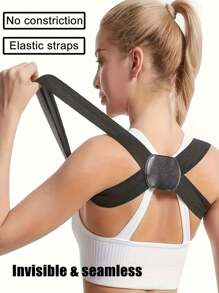 Corrector de postura ajustable para mujeres y hombres, soporte de postura invisible para adultos, cinta de soporte para la espalda y los hombros para mejorar la postura, soporte para la espalda y el pecho, cinta moldeadora del Body, unicolor de poliéster, accesorios de sujetador, sin batería requerida