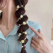 1pc Butterfly & Rose Telephone Wire Hair Scrunchie, Ponytail Holder, Stylish Hair Accessory - Multicolor - View 7