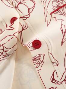 2pcs Women's V-Neck Long Sleeve Top And Pants Sleepwear Pajama Set, Skin-Friendly Homewear, Spring & Autumn, Fall Winter Clothes