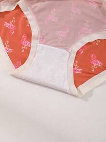 5 件性感火烈鸟印花低腰比基尼内裤 - 冰丝无缝舒适透气弹力女士内衣柔软适合日常穿着、运动、瑜伽三角裤 - 彩色 - 查看 12