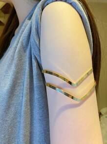1 pièce Bracelet ouvert minimaliste à ligne géométrique pour femmes, bijou de couleur or pour un port quotidien