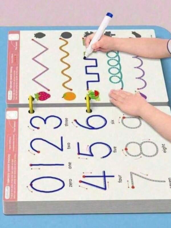 1 Set Of 32 Page Mind Enlightenment Movement Reusable Magic Practice Tracking Workbook Montessori Painting Education Control Training. Back To School Season Books. (Pen Eraser And Snap Ring Colors Are Randomly Assigned)