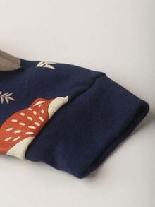 BEBE FOFUXO Baby Jumpsuit Without Feet With Zipper Suede Print (NB/S/M/L/1) - Navy Blue - View 4