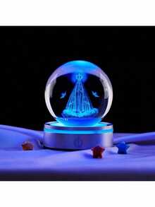 Crystal Table Lamp Our Lady Of Aparecida Patron Saint Of Brazil Faith LED Christmas Gift Ball - Black - View 2