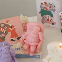 Molde de Vela de Silicone 3D do Papai Noel, Molde de Silicone do Papai Noel Deitado no Sofá Dormindo, Artesanato de Gesso, Presente de Natal DIY, Molde de Argila, Molde de Concreto, Suprimentos de Decoração para Casa