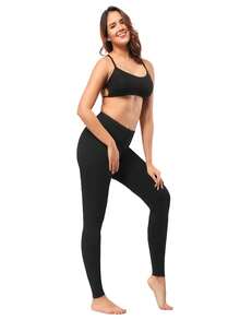 7 Pack Leggings For Women Butt Lift Low Waisted Tummy Control Slimming Black No See-Thru Yoga Pants Workout Running - 黑色 - 查看 4