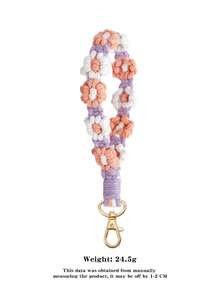 1 件波西米亚风格手工编织雏菊花图案手机挂绳，防丢失斜挎手机带