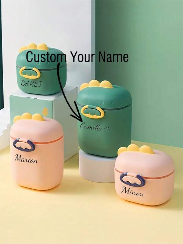 1 Stück - [Maßangefertigt] Personalisierter Name Milchpulver, Snackaufbewahrungsbox für Babys und Kleinkind Notwendig für Babyreisen, süße Dinosaurier Cartoon Aufbewahrungsbox
