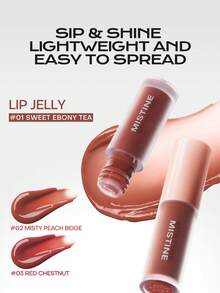 MISTINE 1.3g Chestnut Red Lip Gloss, Long-Lasting Moisturizing, High Color Payoff, Hydrating Finish, Non-Sticky, Smudge-Proof, Non-Transfer, Lightweight & Comfortable, 1pc - 03 RED CHESTNUT - View 2