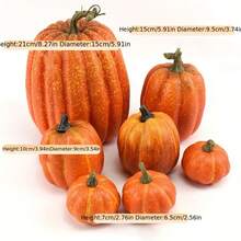 Set de 7 piezas de decoración de calabazas artificiales doradas y blancas de temporada otoñal, de varios tamaños, adecuadas para la decoración de finca otoñal, decoración de mesa para fiesta de cosecha, decoración de Halloween y Navidad, decoración para restaurantes temáticos y librerías, también para manualidades de fiesta y boda, calabazas falsas - Multicolor - Ver 6