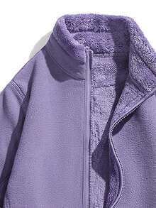 Damen Lässig Tiger Puppen Fleecejacke, einfarbig minimalistisch, vielseitige Oberbekleidung