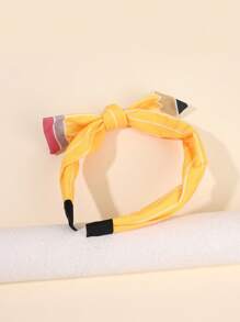 2pcs Back To School Headband For Students Pencil Bow Hairband Pencil Flower Stripes Pattern Bow Head Band Pencil Printed Bunny Ears Hair Band Cute Pink Yellow Pencil Headwear For First Day Of School Terms Begins Gifts Bow Headband Teens Hair Accessories