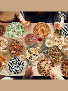 أطباق لحفلة بموضوع الحيوانات البرية، أطباق ورقية مطبوعة بنمط فرو النمر والفهد والزرافة بقطر 7/9 بوصة مناسبة لأعياد الميلاد والتجمعات الجماعية والتخييم والولائم، ديكورات خلفية لحفلات العودة للمدرسة والحفلات الزفاف والأحداث ذات موضوع الحيوانات البرية/الحديقة الحيوانية