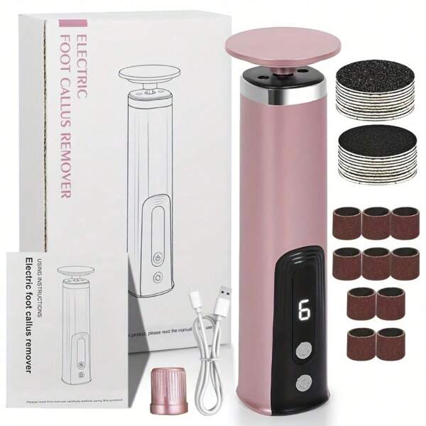 STUKUNI 6-Speed Adjustable Electric Foot Remover With LCD Display - Rechargeable Lithium Battery, Oil-Free, Smooth Skin Care Tool For Home Use, Foot Care Device | Modern Foot Care | Adjustable Foot Care, Foot Care Tools