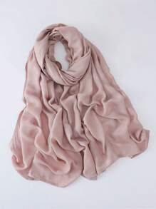 1pc Modal Viscose Solid Muslim Hijab, Fashion Breathable Plain Lightweight Headscarf, Double Needle Lockstitch Refined Edging Craftsmanship, Women Scarf For Lady, Suitable For All Seasons