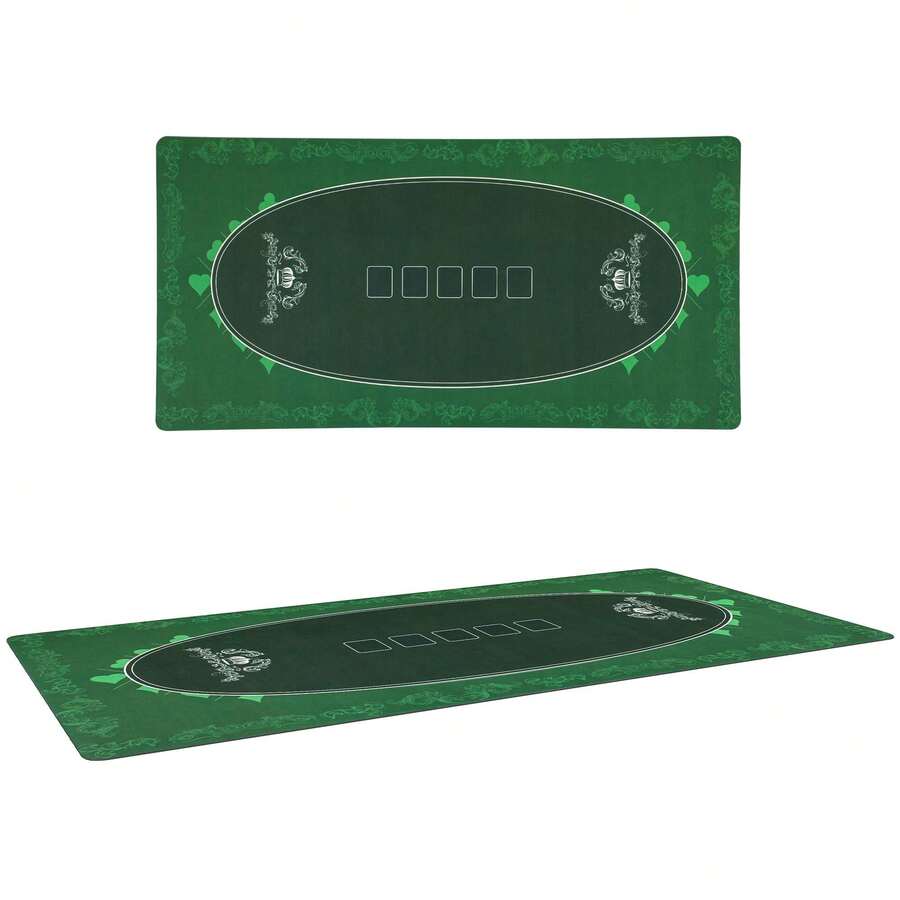Water-Resistant 6-Player Poker Mat With Felt Surface And Carrying Bag - Green Professional Poker Table Accessory - Green - View 1