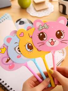 Customizable Creative Stationery Kitten Fan Pen, Customized Kitten Ballpoint Pen. Customized Cultural Propaganda Advertising Fan Pen, Suitable For Back To School Season School Supplies, School Prize Pens, Customized For Schools, Training Institutions, Unit Recruitment Advertising Fan Pens, Customized Names, Cap Color Random