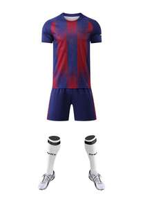 2 件个性化足球球衣，巴塞罗那 2526 足球球衣，男士个性化足球球衣，男士运动套装，运动套装，男士跑步套装，夏季男士套装，男士 T 恤套装，足球球衣，个性化足球球衣，印有号码的足球球衣，适合日常穿着，足球、羽毛球、篮球、骑自行车 - 藏蓝色 - 查看 2