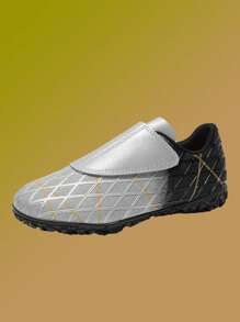 1双儿童PU皮耐磨防断钉防滑专业儿童足球鞋适合所有季节日常锻炼 - 銀色 - 查看 6