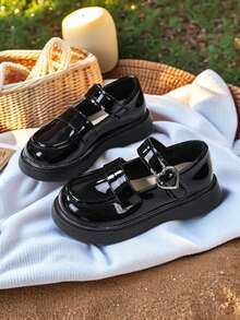 Mädchen Ballerinas, modischer Schulstil, süße unifarbene weiche Flats, atmungsaktiv und leicht, geeignet für Party, Schüler - Schwarz - Übersicht 3