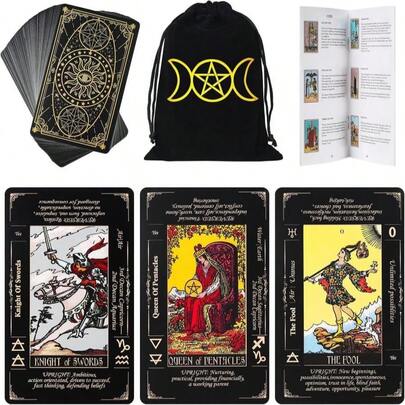 Fofeadm Tarot Cards With Guide Book &Amp; Linen Carry Bag, 78 Classic Original Tarot Cards Deck Fortune Telling Game With Meanings On Them For Beginners To Expert