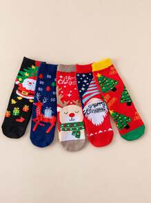 5pcs Christmas Socks For The Elderly Elk Snowman Men And Women In The Tube New Year Christmas Socks, Fall Socks