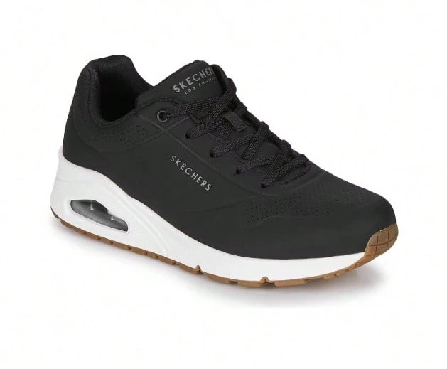Skechers 女式休闲气垫减震耐磨跑步鞋 - 黑色 - 查看 1