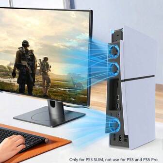 TOPWOLF USB COOLING FAN FOR PS 5 SLIM CONSOLE Ps 5 Cooling Fan Built-In 3 LED Fans, Speed Up To 5500 Rpm For NEW PS 5 SLIM Digital Edition And CD-ROM Edition