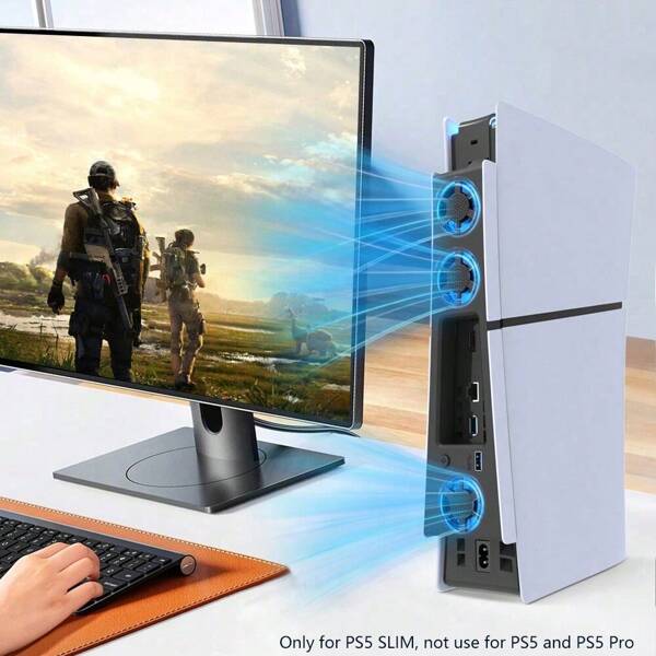 TOPWOLF USB COOLING FAN FOR PS 5 SLIM CONSOLE Ps 5 Cooling Fan Built-In 3 LED Fans, Speed Up To 5500 Rpm For NEW PS 5 SLIM Digital Edition And CD-ROM Edition