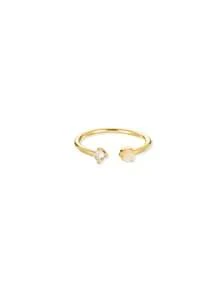 1 pieza Anillos de mujer con corazón delicado, anillo abierto de acero inoxidable diminuto con imitación de circonita, joyería de moda para damas, regalo de cumpleaños, regalos del Día de San Valentín