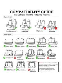 Cobear 5seats Car Seat Covers PU Leather Waterproof Car Seat Cushions Car Seat Protector Full Set Front Seats Rear Seat Covers Universal Fit Most Cars MH20 - 米色 - 查看 9