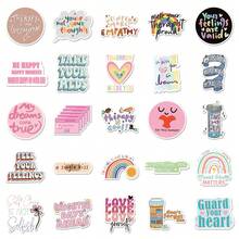 50pcs Psychological Health Slogans Graffiti Stickers Helps Cure Depression - Waterproof PVC Decals For Phone Cases, Laptops, Refrigerators, Suitcases & More - Reusable, High-Quality, Glossy & Matte Finish, Versatile Adhesive | Pastel Graffiti Stickers | Reusable Stickers - 彩色 - 查看 5