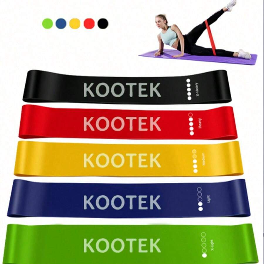 Set de 5 bandas de resistencia de TPE para entrenamiento de fuerza, yoga y ejercicio - Bandas de goma elástica para gimnasio