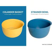 QY Rice Strainer And Kitchen CoLAN Der Set Strain Rice Quinoa And Small Grains Soak Wash And Drain Vegetables And Fruit 4 Quart Bowl Teal Blue And Sunburst 2216 - Màu xanh lam - Xem 4