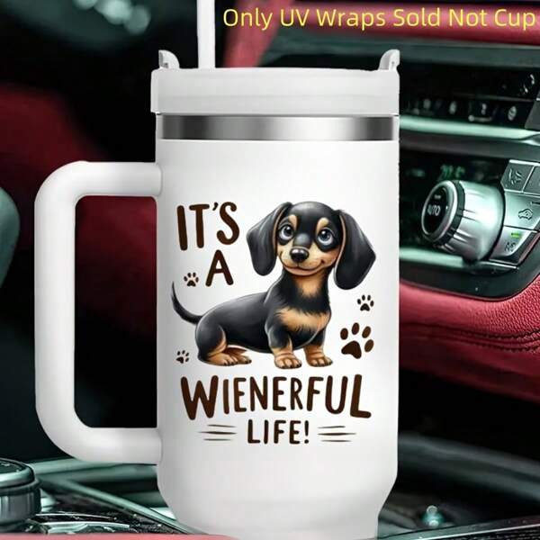 8pcs Dachshund Dog Stickers, UV DTF Transfer Paper, Waterproof Scratch-Resistant Self-Adhesive Glass Stickers, Single-Use For Mugs, Ceramic Cups, Glass Cups, Metal Cups, Laptops, DIY Packaging