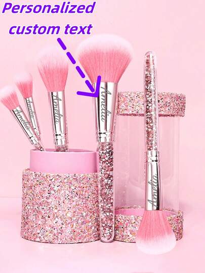 Personalized Custom High-Quality Glittery Fine Flash 5-Piece Makeup Brush Set Bucket Portable Makeup Brush Universal Set Brush For Beginners
