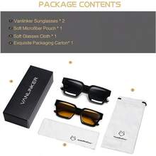 Thick Square  Retro Chunky Rectangle  Protection - 2 pièces - Noir + Noir / Jaune - Voir 4