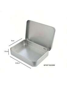 空心金属矩形铰链盒 - 银色迷你便携式容器，带盖小型储物套装，家庭组织，用于存放图钉、珠宝制作、礼品、珠宝、药丸、糖果、火柴、肥皂（银色）、缝纫用品的基本必需品