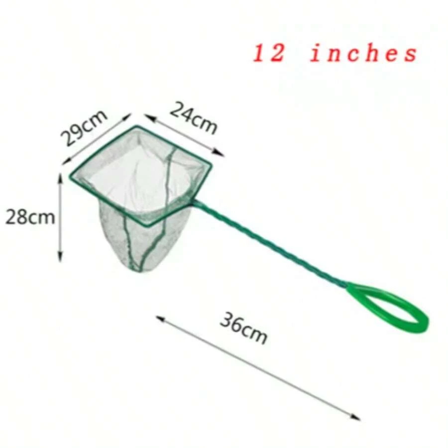 Large 3-12 Inches Fish Net Long Handle Square Aquarium Accessories Betta Shrimp Net Fishing Net Fish Tank Cleaning Tools