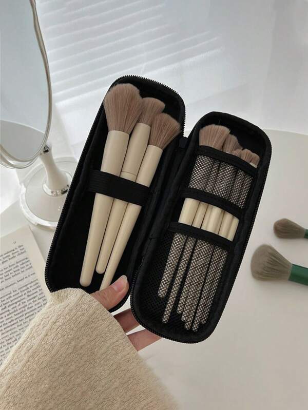 1pc Black Large Size Waterproof Travel Makeup Brush Bag, Suitable For Makeup Brushes, Hair Straighteners, Lipstick, Nail Polish, Portable Hair Tools Storage Bag