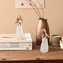 1 pezzo Statuina di donna con cane, un regalo dal West Highland White Terrier per amanti dei cani, perfetto per compleanni, Ringraziamento, Natale, sculture dipinte a mano bianche, adatte per decorazione da tavolo in casa e in ufficio