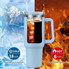 1pc 40-Oz 304 Stainless Steel Double-Wall Vacuum Insulated Sports Water Bottle With Handle And Straw, DIY Design, Suitable For Hot & Cold Drinks, Leakproof Travel Cup, Perfect For Outdoor, Camping, Fitness