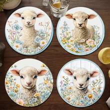 1 Set /4 Pieces /6 Pieces: Lamb Pattern Diatom Mud Coasters, Floral Coffee Coasters, Multi-Occasion Decoration For Home And Restaurant, Daily Gifts, Table Decoration, Daily Decoration, Theme Party Decoration - Multicolor - View 6