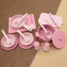 16 件儿童硅胶厨房玩具套装，扮演烹饪玩具套装，迷你餐厅厨房锅碗瓢盆互动玩具