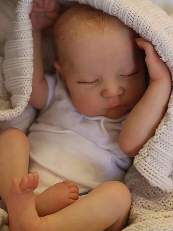 17 Inch/43 Cm Lifelike Reborn Baby Doll, Full Body Soft Silicone Vinyl 3D Hand-Painted Girl/Boy Doll, Veins Clearly Visible, Flexible Limbs, Hand-Painted Hair, Can Be Used As Birthday Gift/Newborn Gift/Christmas Gift/Thanksgiving Gift/Collectible Art Doll
