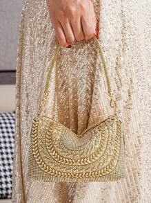 Glitter Rhinestone Decorated Handbag, Ladies Party Clutch Bag For Holding Phone, Lipstick, Perfect For Formal Events