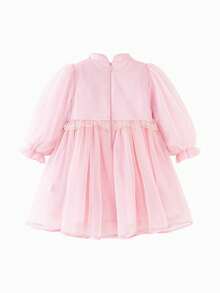 mini bala 2025秋季新款女童网纱连衣裙，中国风甜美柔软内衬 - 粉紅 - 查看 4